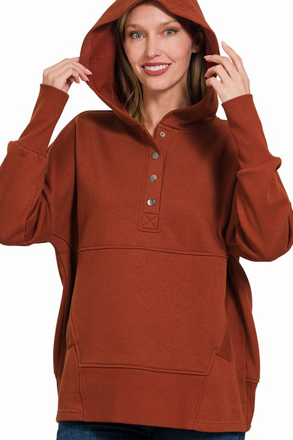 Half Button Hoodie Pullover