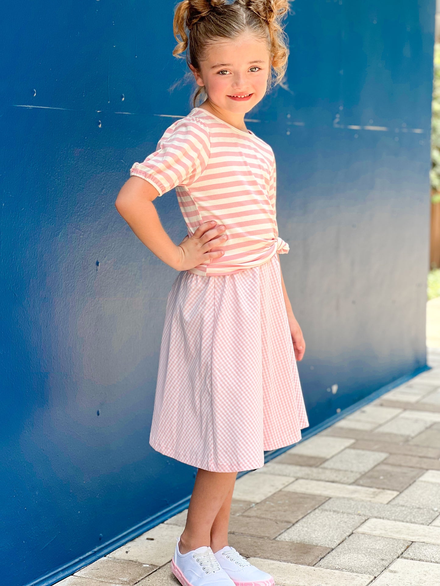 Briley A-Line Skirt in Pink Gingham