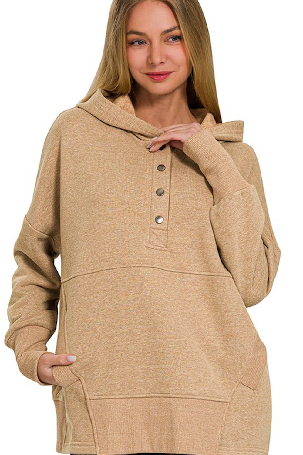 Half Button Hoodie Pullover