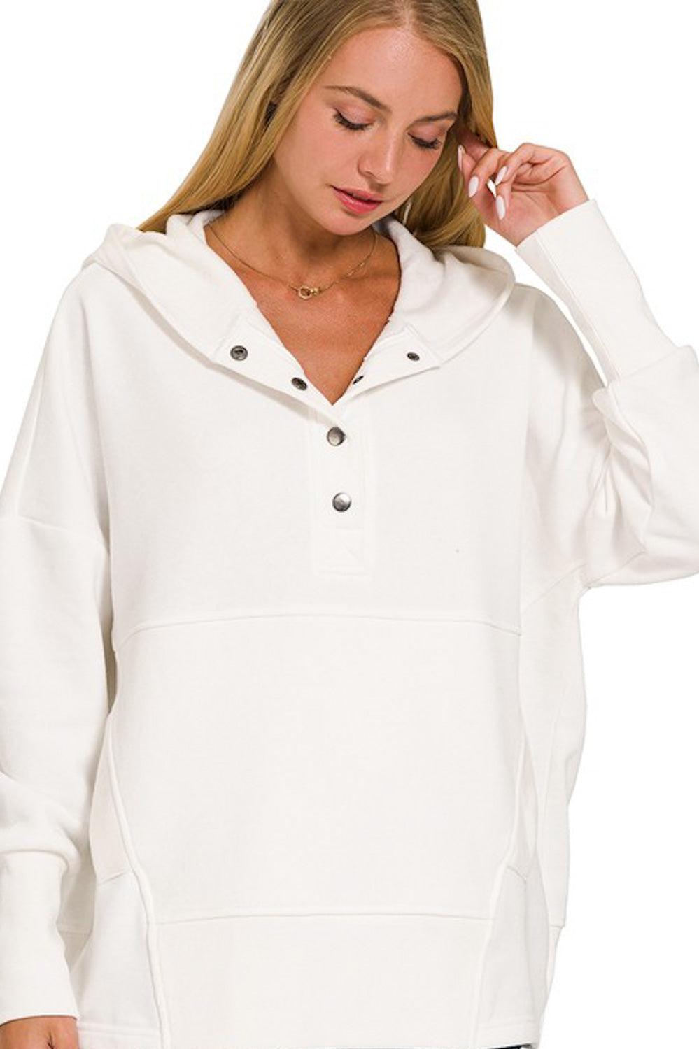 Half Button Hoodie Pullover