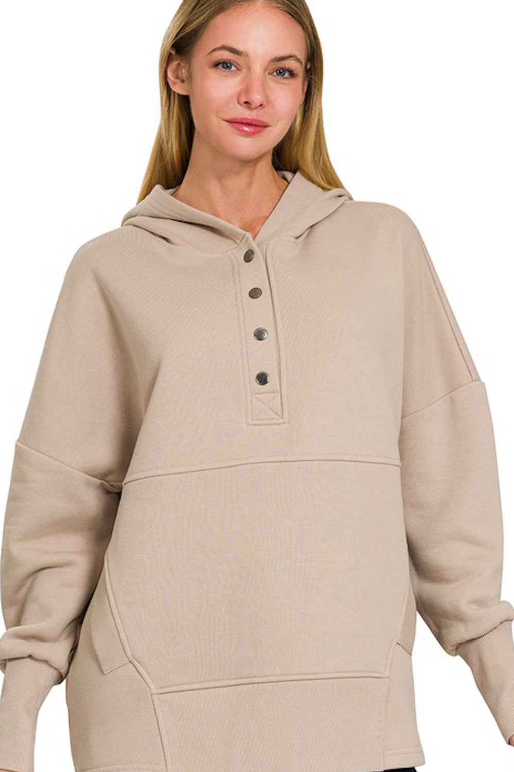 Half Button Hoodie Pullover