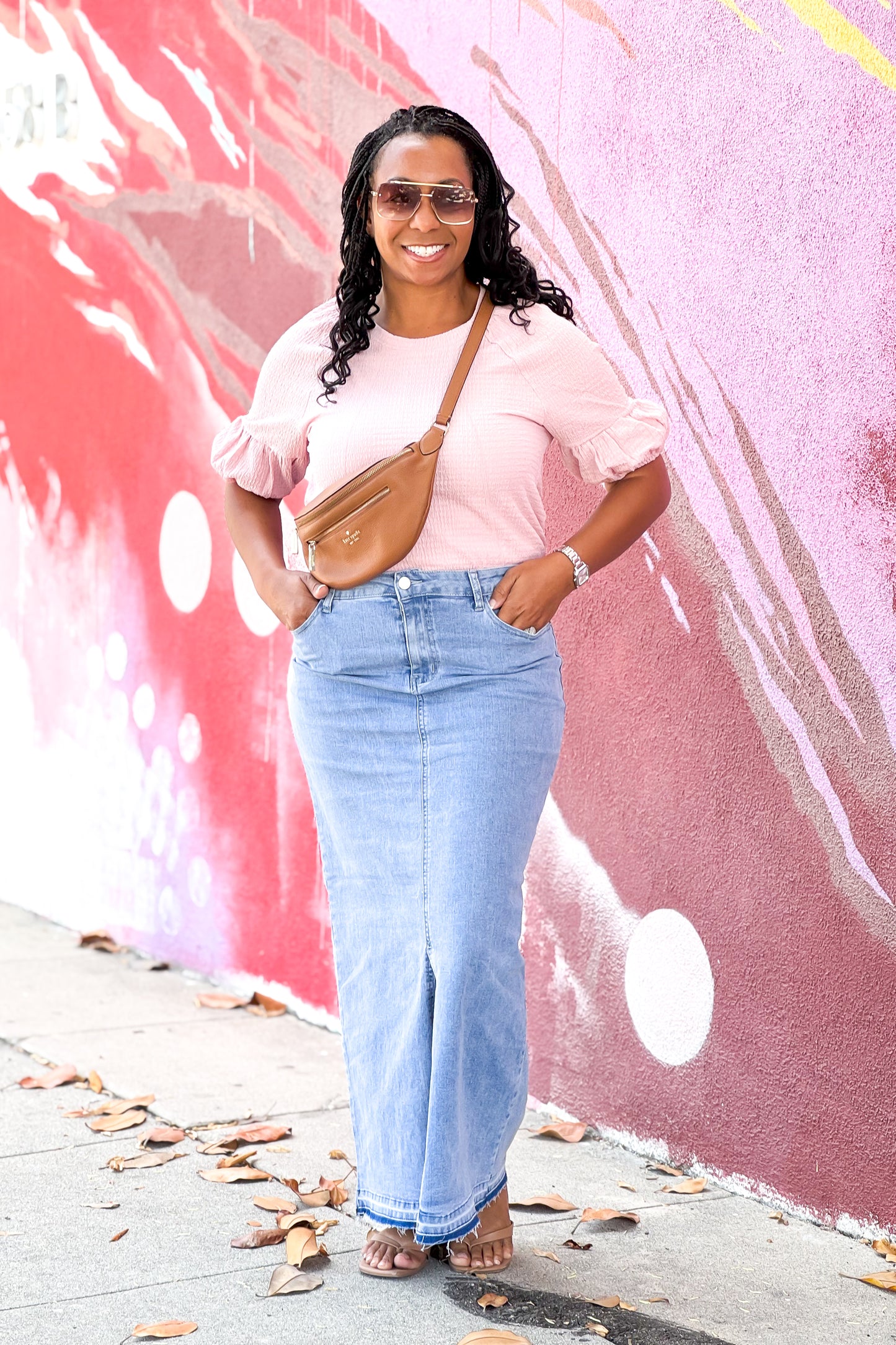 Tabitha Maxi Light Distressed Denim Skirt