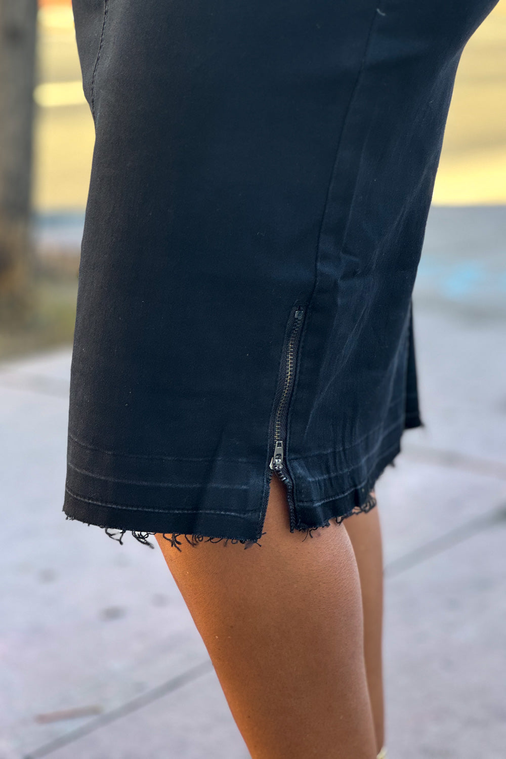 Aria Side Zip Black Denim Skirt