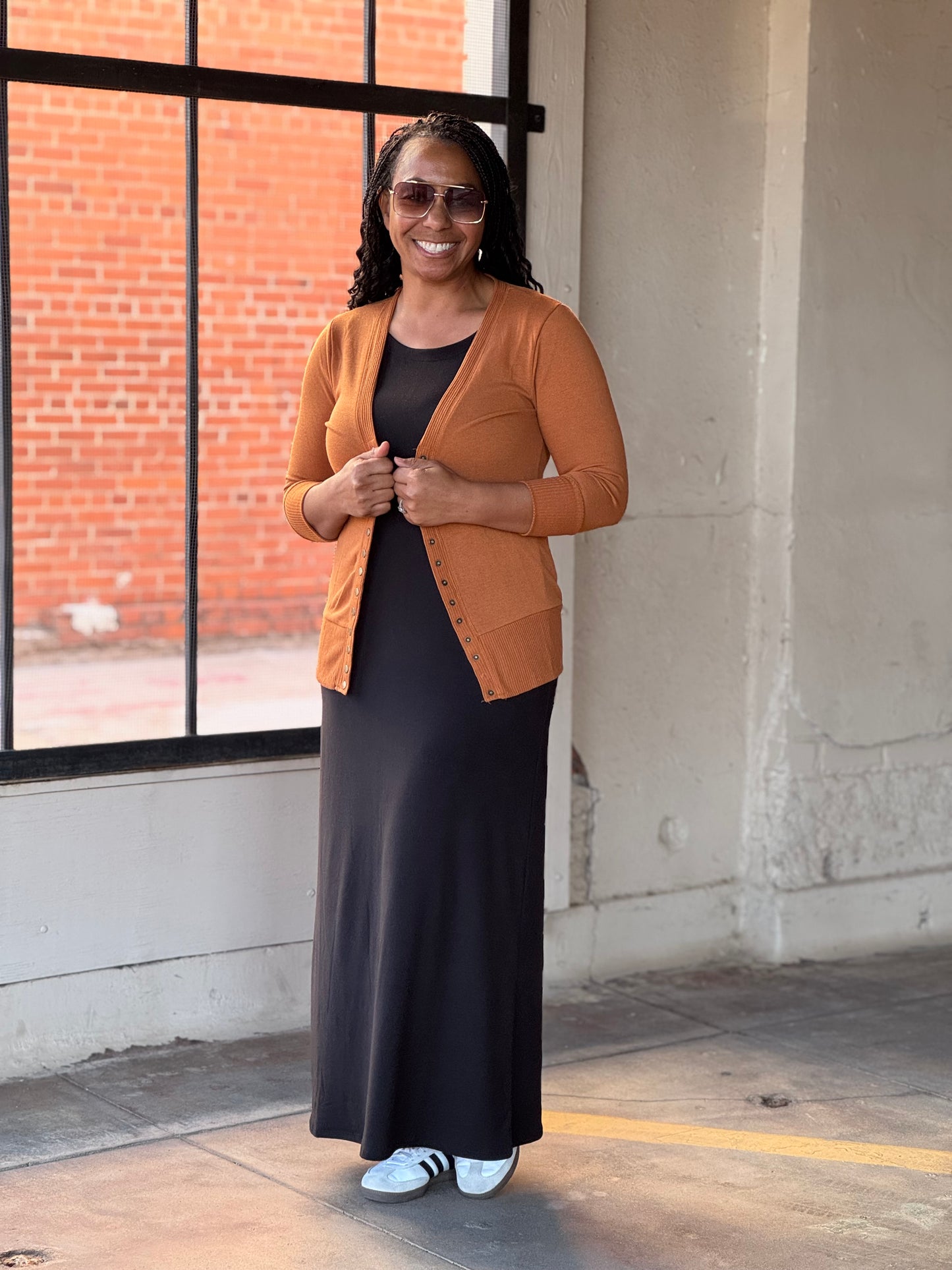 Rust Snap Button Sweater Cardigan