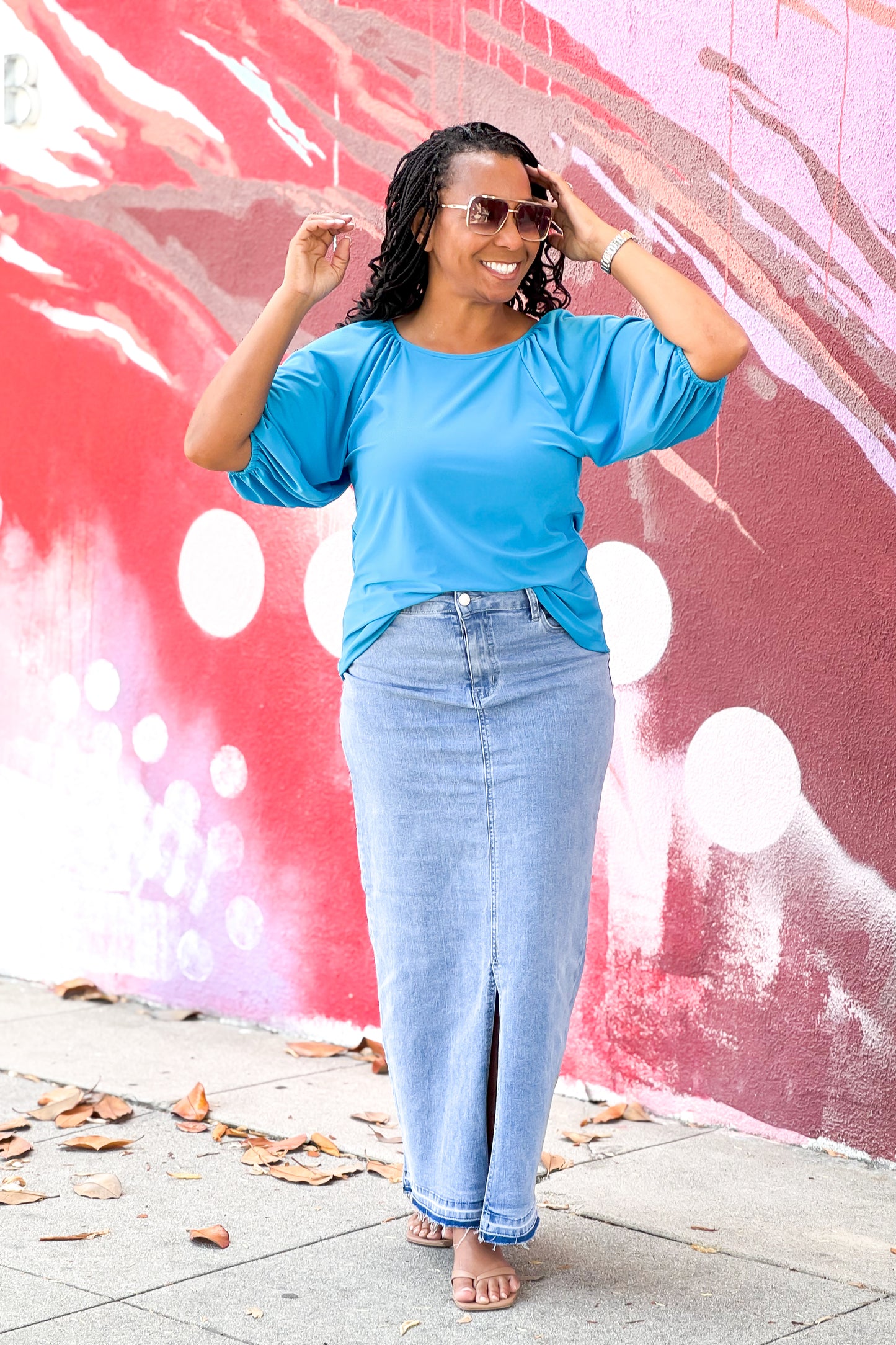 Tabitha Maxi Light Distressed Denim Skirt