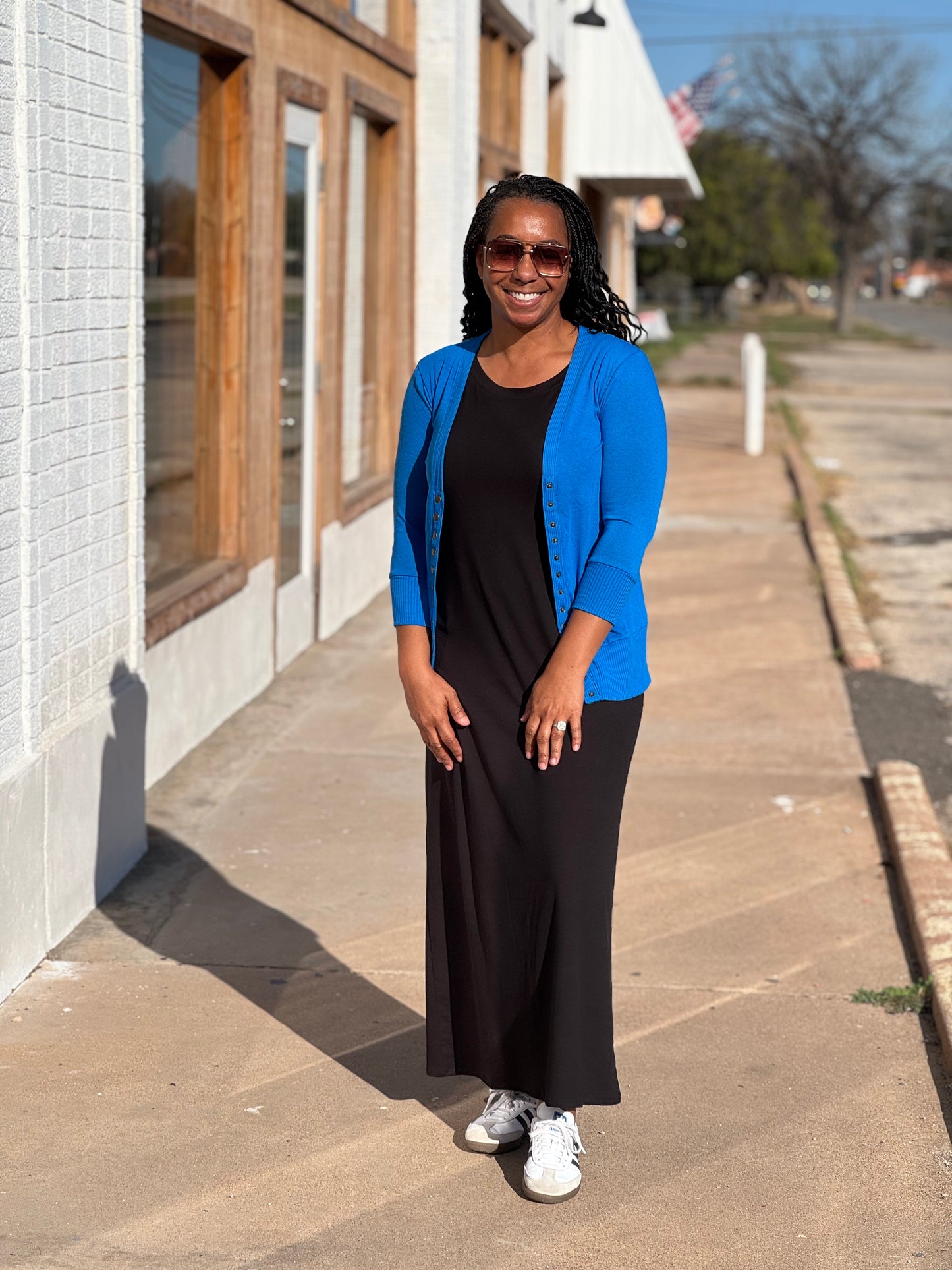 Blue Snap Button Sweater Cardigan
