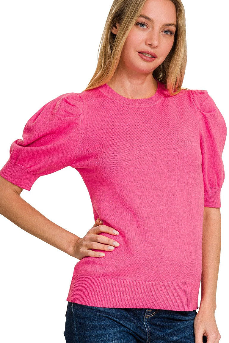 Viscose Puff Short Sleeve Sweater