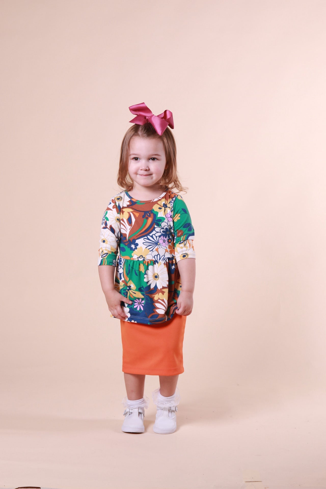 Girls Peyton Peplum Brown Floral Top