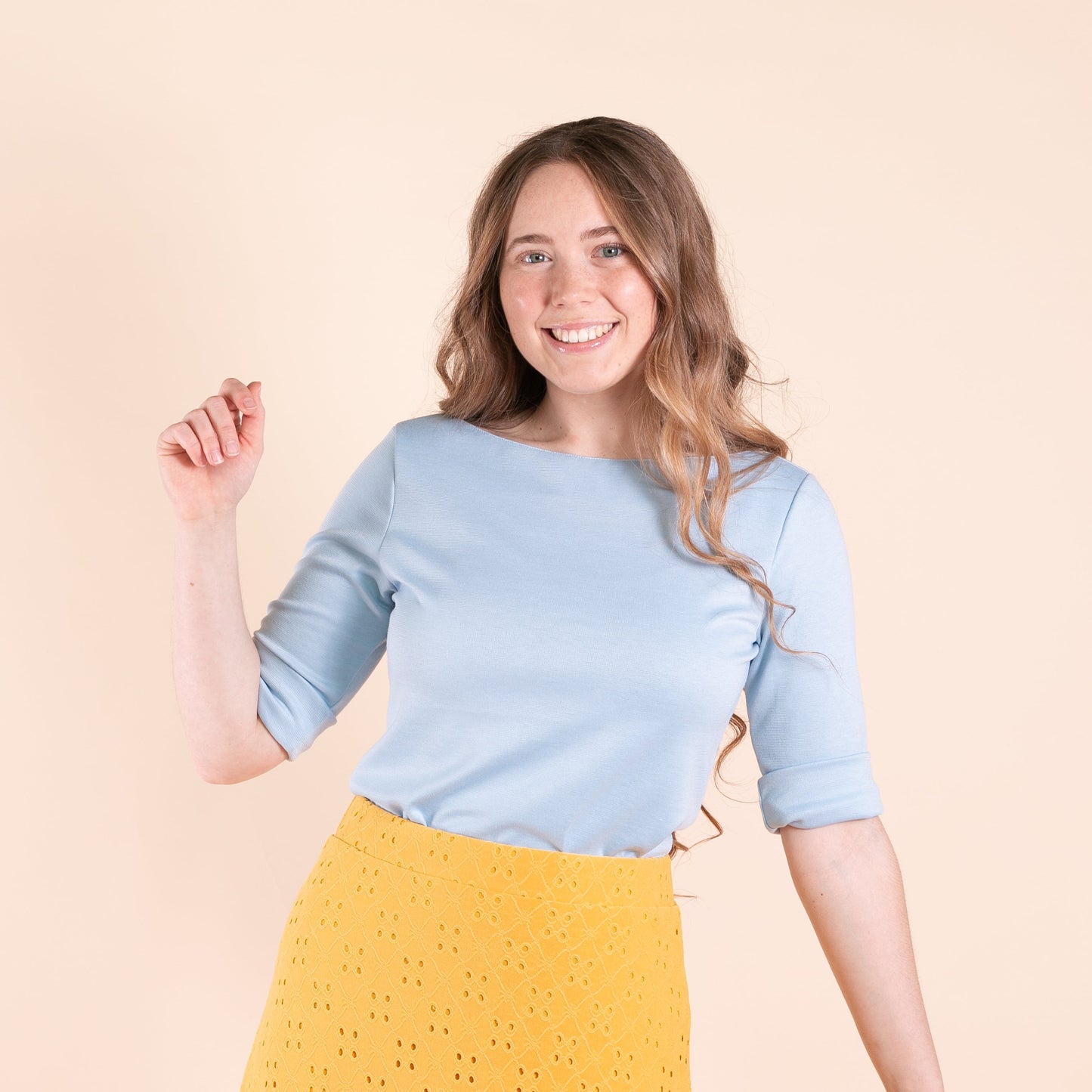 Lauren Boatneck Top in Baby Blue
