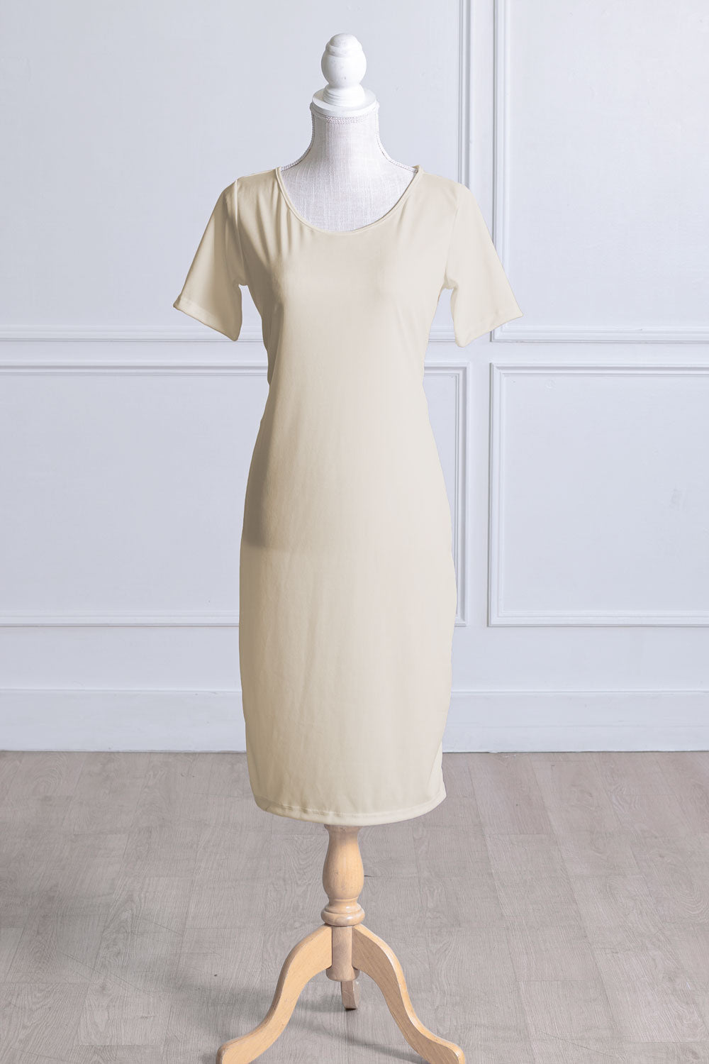 Cream Slip Dress with Sleeve