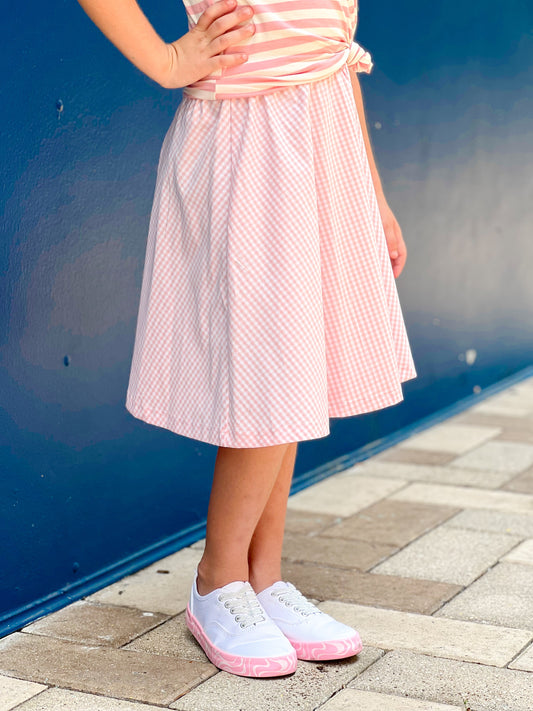 Briley A-Line Skirt in Pink Gingham