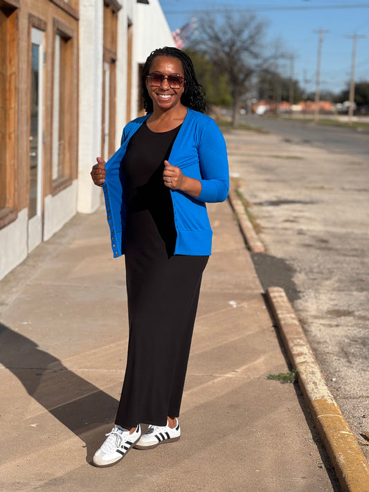 Blue Snap Button Sweater Cardigan