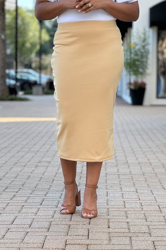 ‘Everyday‘ Essential Midi Skirt in Butterscotch