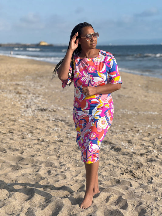 Colorful Paisely Print Dress