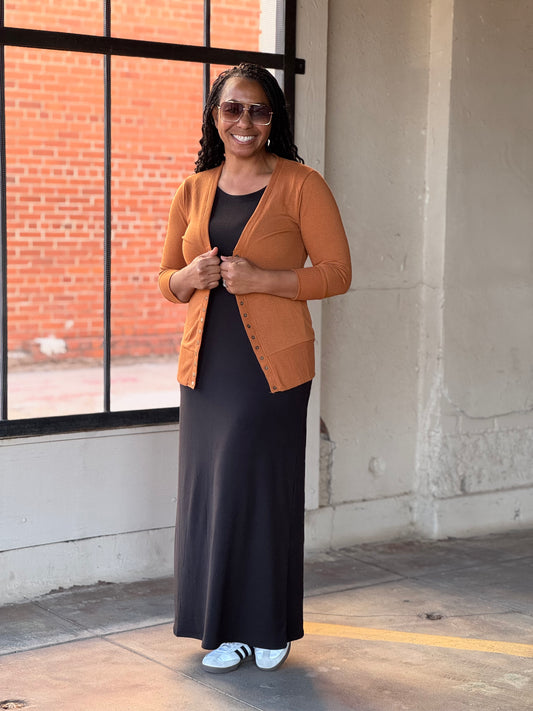Rust Snap Button Sweater Cardigan