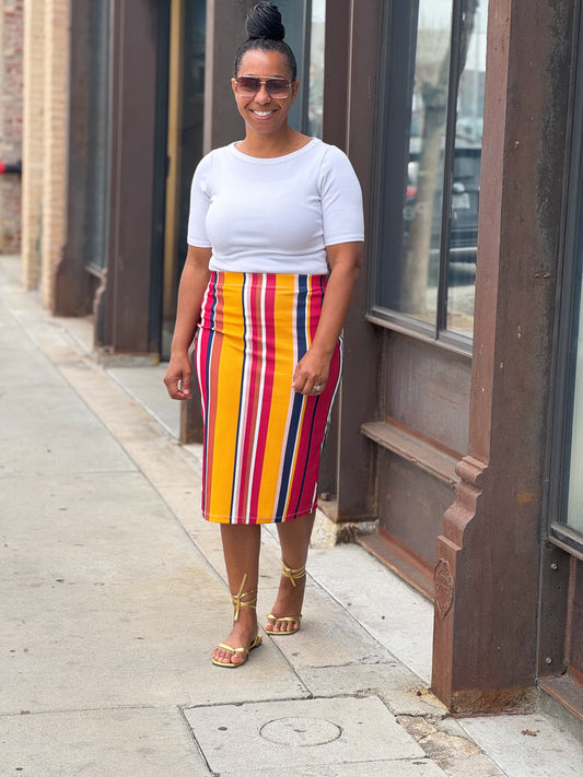 Riley Skirt in Multi Stripe