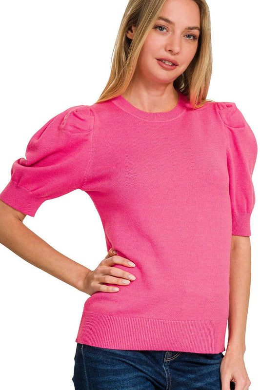 Viscose Puff Short Sleeve Sweater