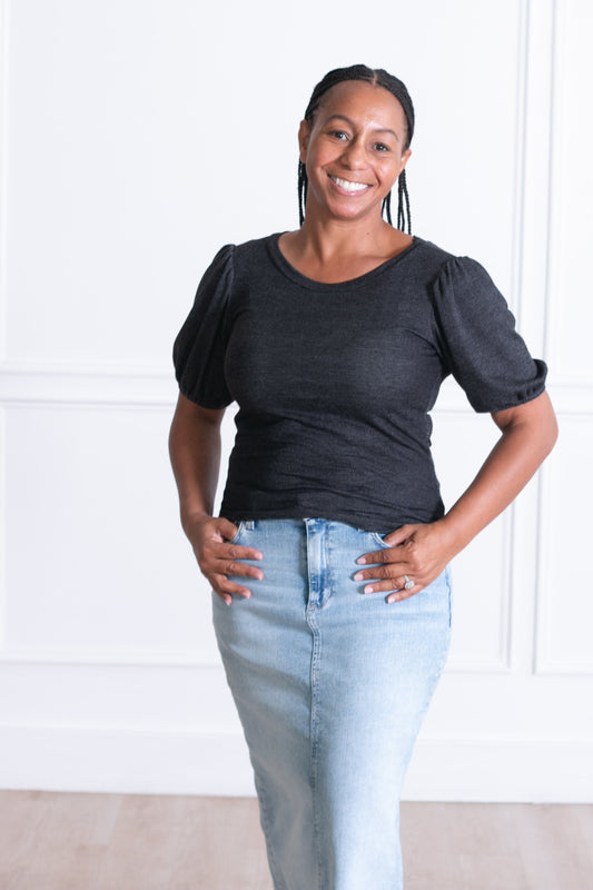 Emory Puff Sleeve in Charcoal