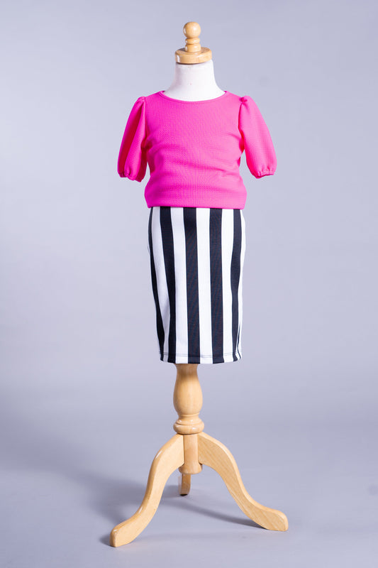 Girls Riley in Black & White Stripe