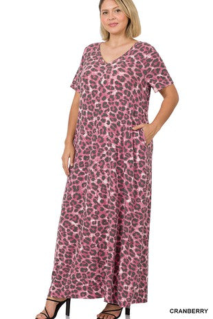 Plus Size Mauve Leopard Maxi Dress (PLUS SIZE ONLY)