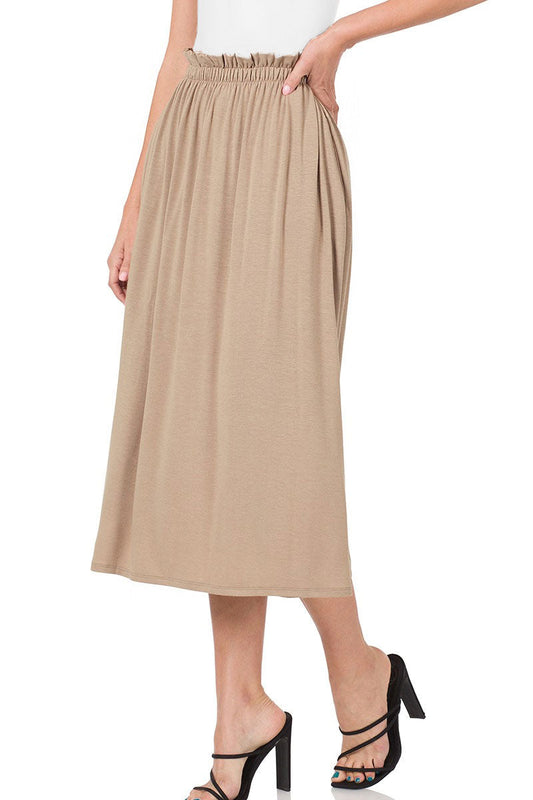 Paperbag Waist Midi Skirt w/ Pockets