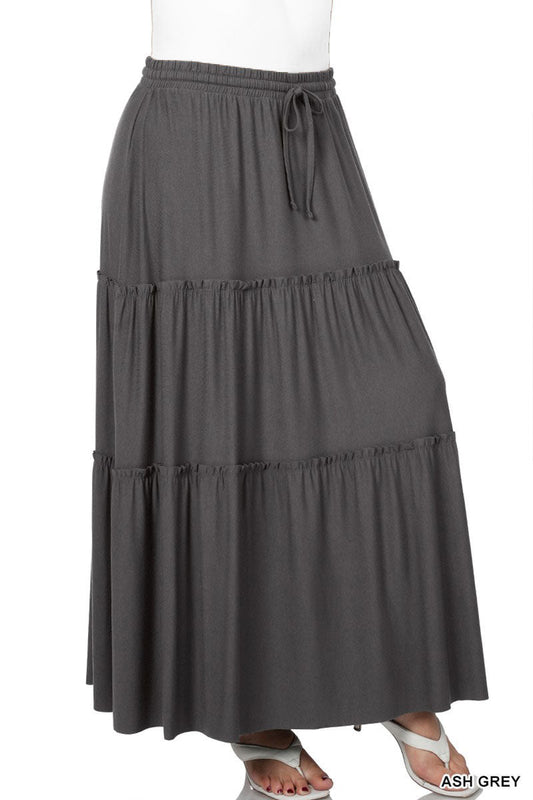 Charcoal Tiered Maxi Skirt ( PLUS SIZE ONLY)